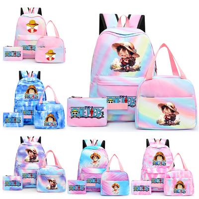 3Pcs/set Anime One Piece Backpack for Girls Boys Back To Schoolbag with Lunch Bag Student Bookbag Men Women Travel Bag Mochil