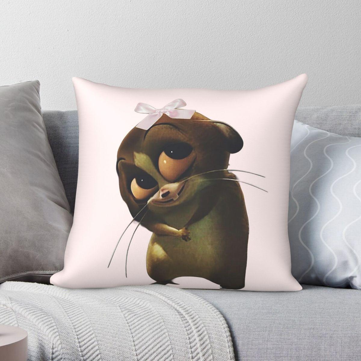 Exquisite Ornaments Unisex Madagascar Cutie Mort Pillowcase Polyester Linen Velvet Creative Zip Decor Bed Cushion Cover