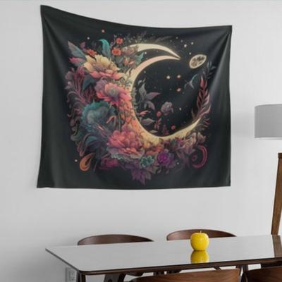 1pc Bohemian Floral Plant Tapestry, Celestial Nature Lover Wall Hanging, Polyester Knit Fabric, Good for Home Decor