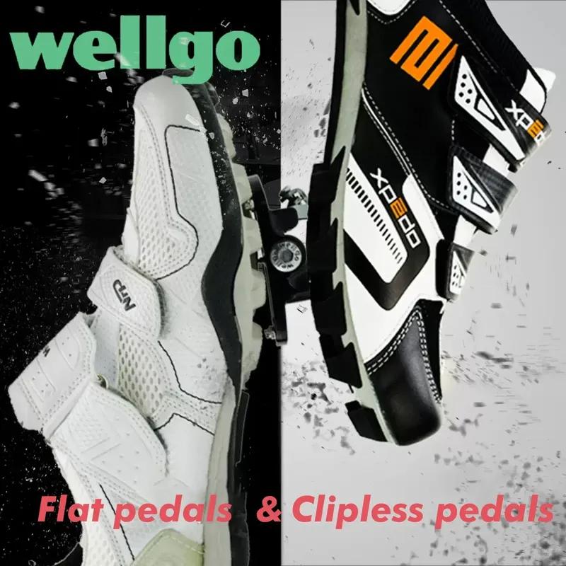 Wellgo Pedal Quick Release Device R120B QRD QRD3 Mountain Bike Road Pedal MTB Bearing Cleats Self-locking Ultralight Pedals
