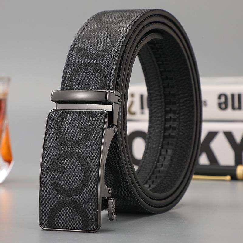 Men's Casual Patchwork Faux Leather Waist Belt with Letter Pattern