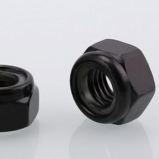 Black Self-Locking Zinc Nylon Nut - Anti-Slip M2 To M10 Sizes