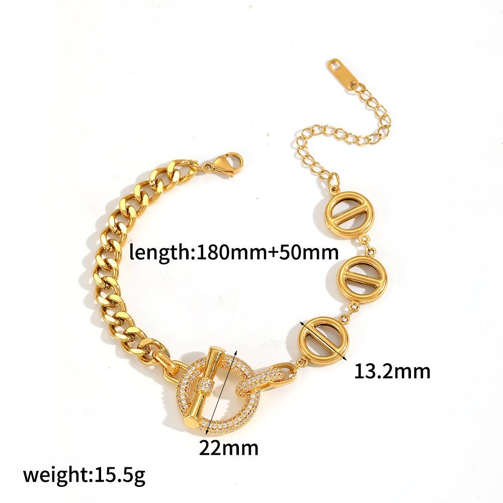 Light Luxury Geometric Zircon Earrings Necklace Bracelet Jewelry Set For Women Green Bracelet