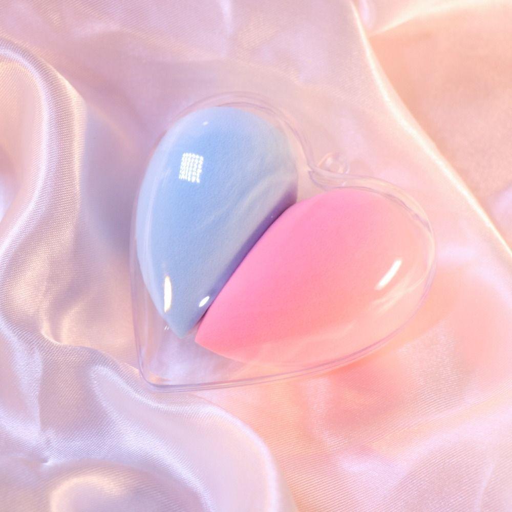 Diagonal Surface Love Box Set Makeup Egg Soft Sponge Makeup Egg Colorful Makeup Egg Box Set  Powder розовый/синий