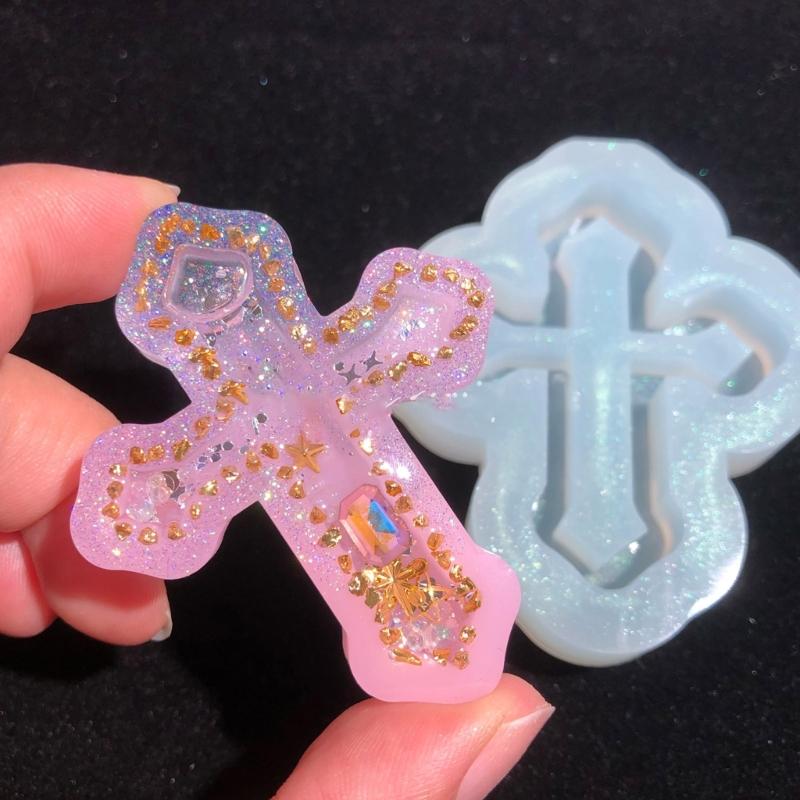 Crosses/Cup/Tent Silicone Mold Quicksand Casting Molds Epoxy Resin Shaker Mold for DIY Pendant Jewelry Decoration Making