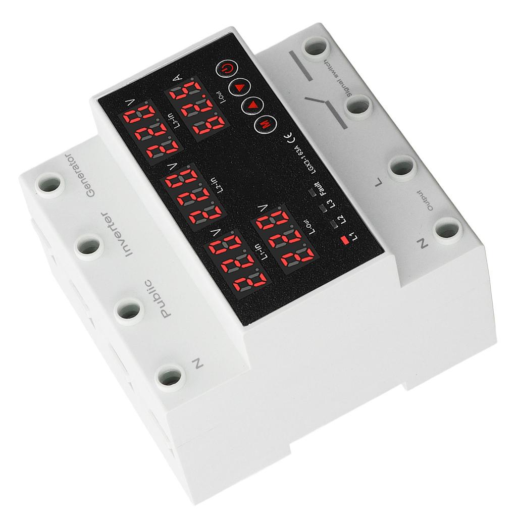3 Phase 4 Wire Automatic Transfer   63A Changeover   Voltage Protector with LED Display Generator and Inverter