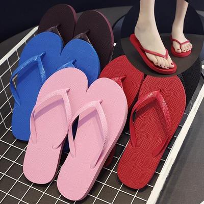 Einfache einfarbige bequeme Hausschuhe Sommer Damen Koreanische Mode Lässig Rutschfest Paar Flip-Flops Atmungsaktiv Strand
