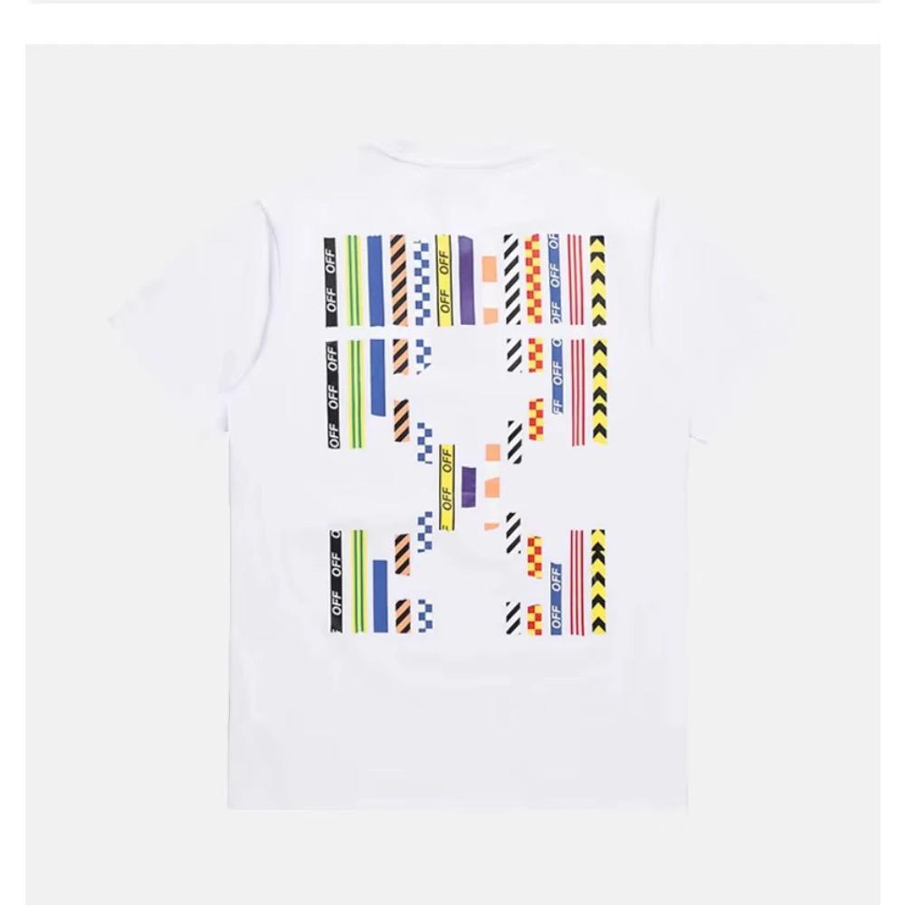 Summer Color Letter-printed Short Sleeve T Men's High Street Loose T Shirt Female Couple Fashion Brand White