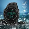 Outdoor Men's Digital Watch Silicone Waterproof Large Numbers Luminous Calendar Function Sports Style Black