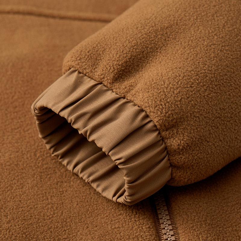 Autumn and Winter Solid Color Thick Warm Lamb Wool Jacket for Men's Casual Loose Sports Windproof Plus Size Jacket