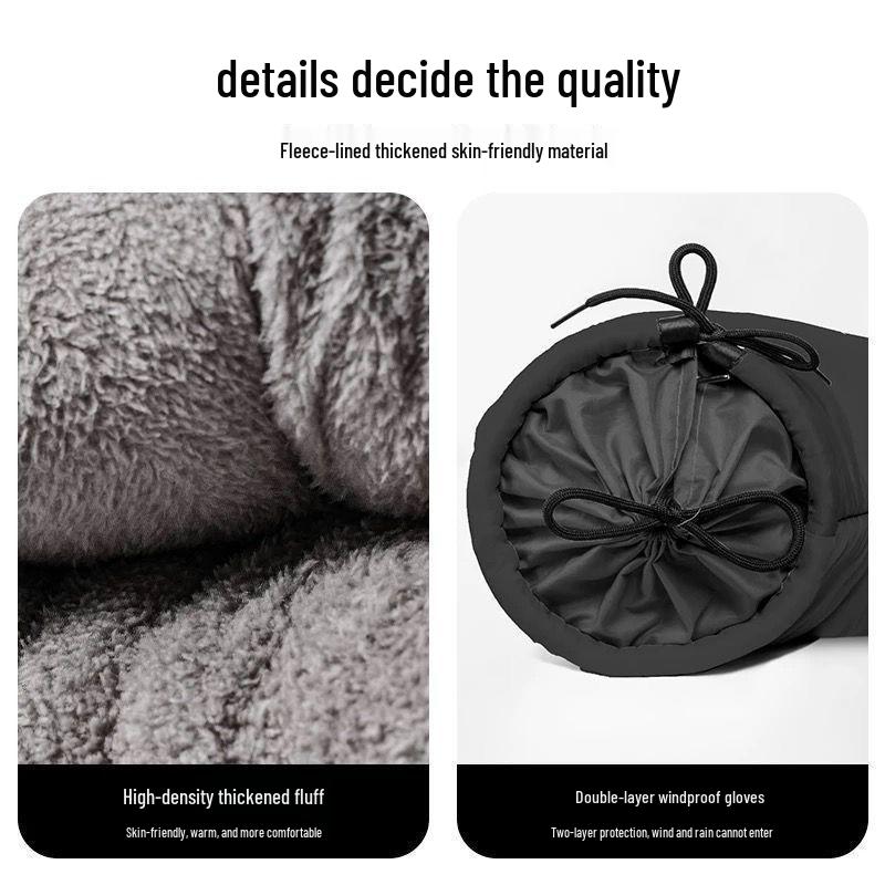 Windproof Fleece-Lined Scooter Gloves - Waterproof, Thickened Winter Motorcycle Handlebar Covers