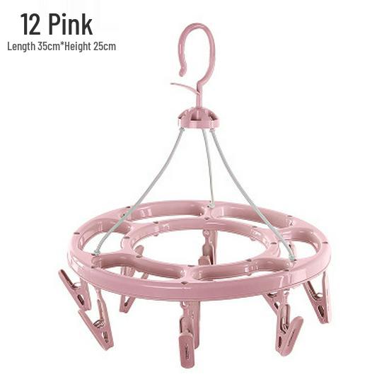 Windproof Plastic Drying Rack with 12 Clips - Ideal for Children's Socks, Baby Clothes, and Underwear.