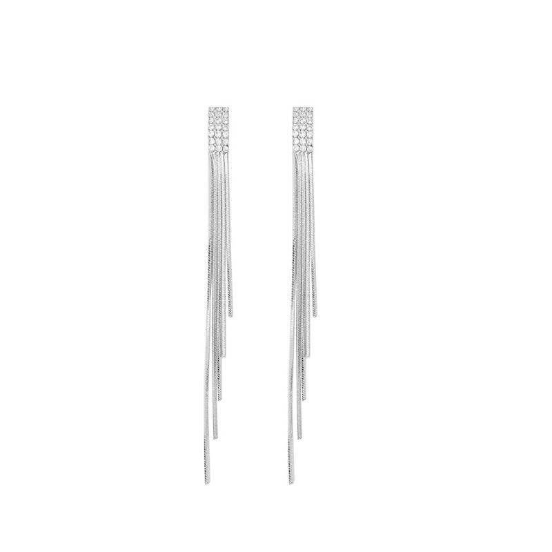 Elegant S925 Sterling Silver Snake Bone Tassel Earrings - Versatile, Exquisite Cool Design for Women, Perfect for Clubbing and Nightlife.