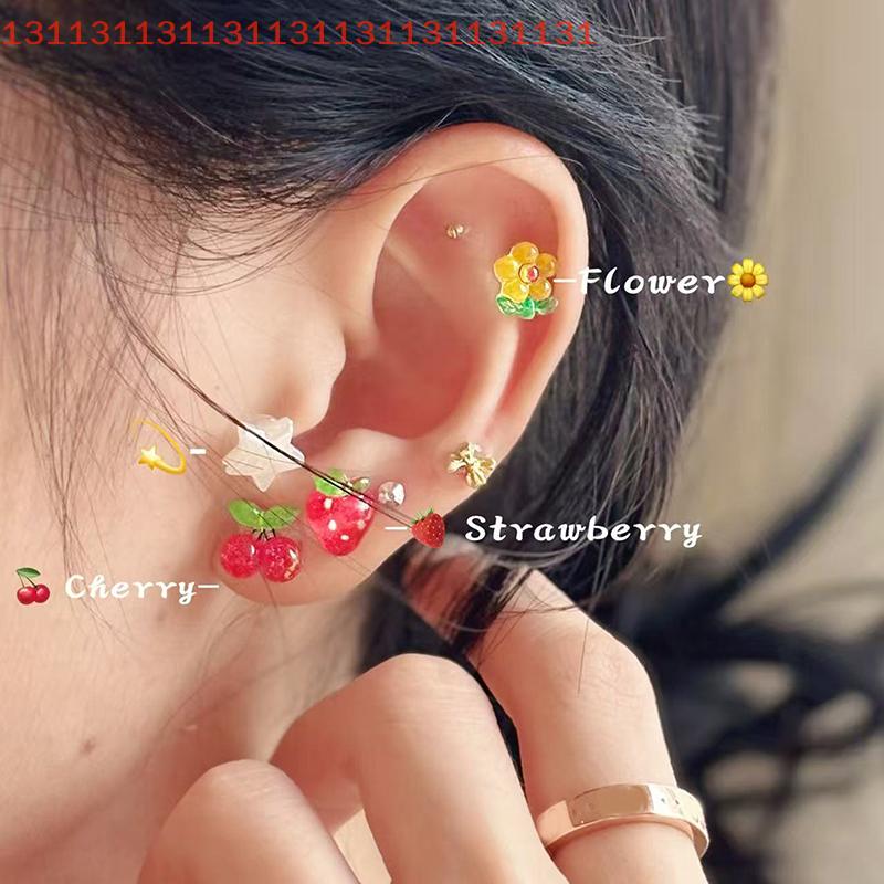 10 Patches Massage Seeds Ear Pressure Stick Ear Point Stickers Cherry & Strawberry Acupuncture Auricular Ear Stickers