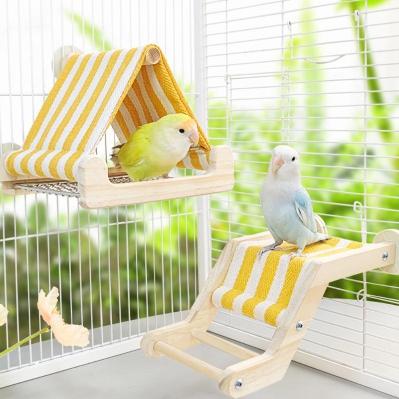 Bird Hanging Bed House Triangles Hammocks Huts Tent Bed Hanging Cave for Sleep and Hatching Bird Accessories J0MC
