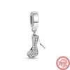 New 925 Silver Heart High Heels Animal Pavé Beads Fit Charm Bracelet Women Fashion Jewelry Making