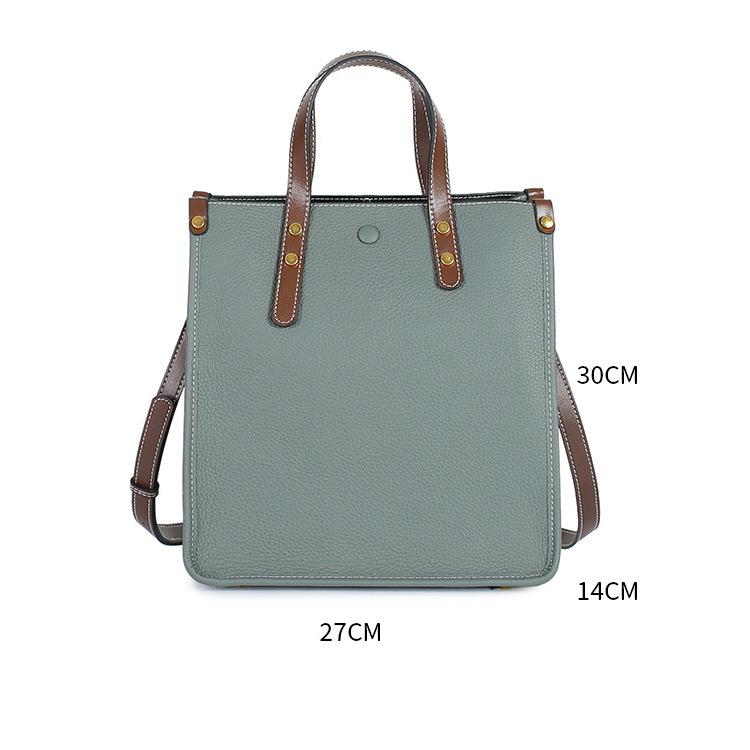 Cowhide handbag high quality splicing contrasting color shoulder commuter bag large capacity cowhide tote bag