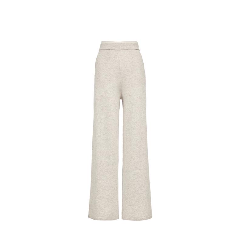 VEROMODA 2025 Autumn Merino Wool Blend Contrast Double Waistband Knit Pants