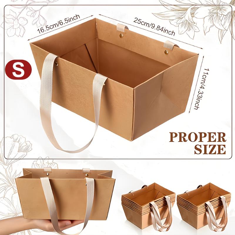 

4Pcs Paper Basket For Gifts Empty DIY Bulk Gift Basket Kit With Handles Kraft Cardboard Tray Organization Party Supplies