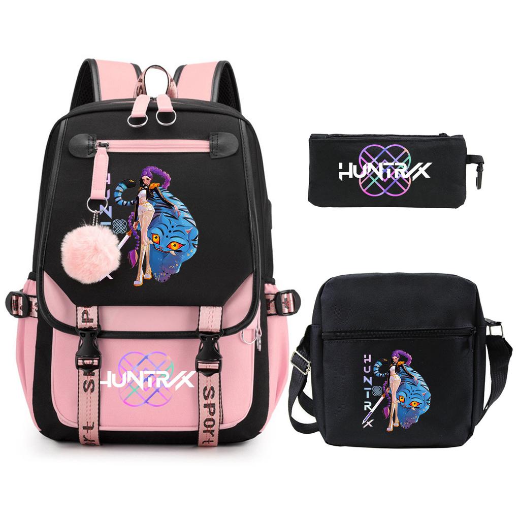 KPop Demon Hunters Korean version of student school bag children's backpack pencil bag set