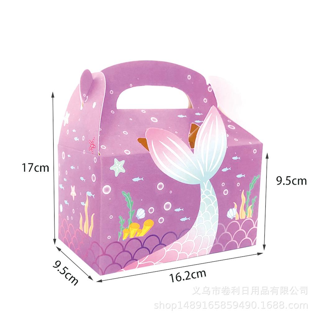 Fishtail Seahorse Shell Cartoon Gift Box Party Supplies Gift Cake Box Gift Paper Box Portable Horn Box