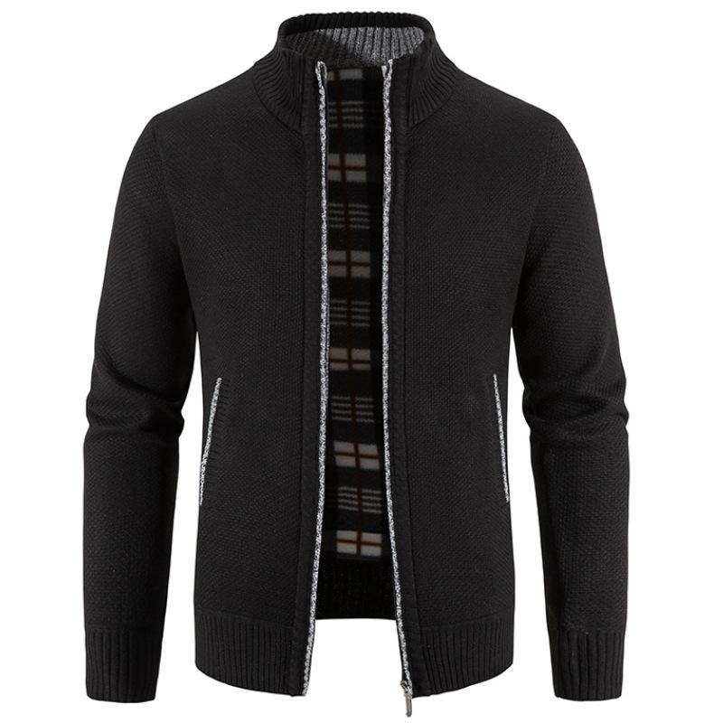Autumn and Winter Men's Plus Velvet Thickened Stand-up Collar Cardigan Sweater Jacket Korean Fashion Casual Warm Sweater