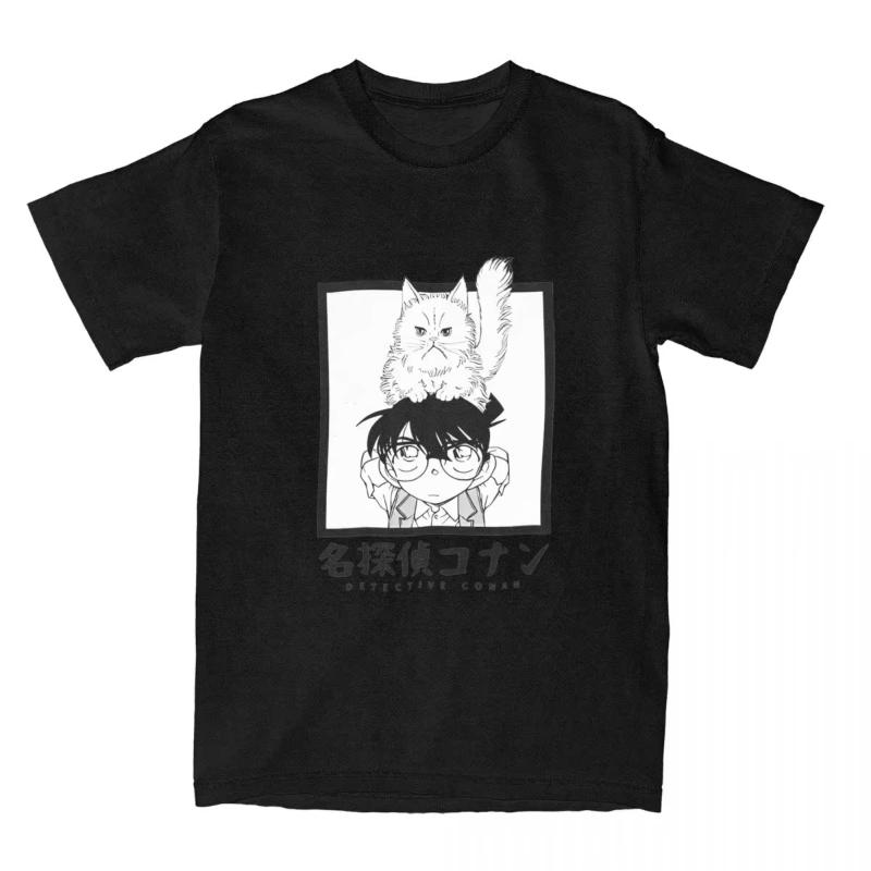 MINISO Detective Conan Anime T-Shirt Unisex Graphic Gothic Style Women's Clothing Animation Theme Gothic Detective Conan T-Shirt