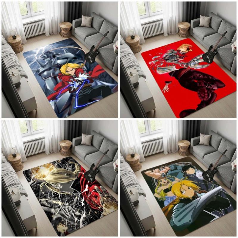 Fullmetal Alchemist Brotherhood Rug, Edward Alphonse Lightning Thunder Anime Print Carpet, Storm Background Floor Mat