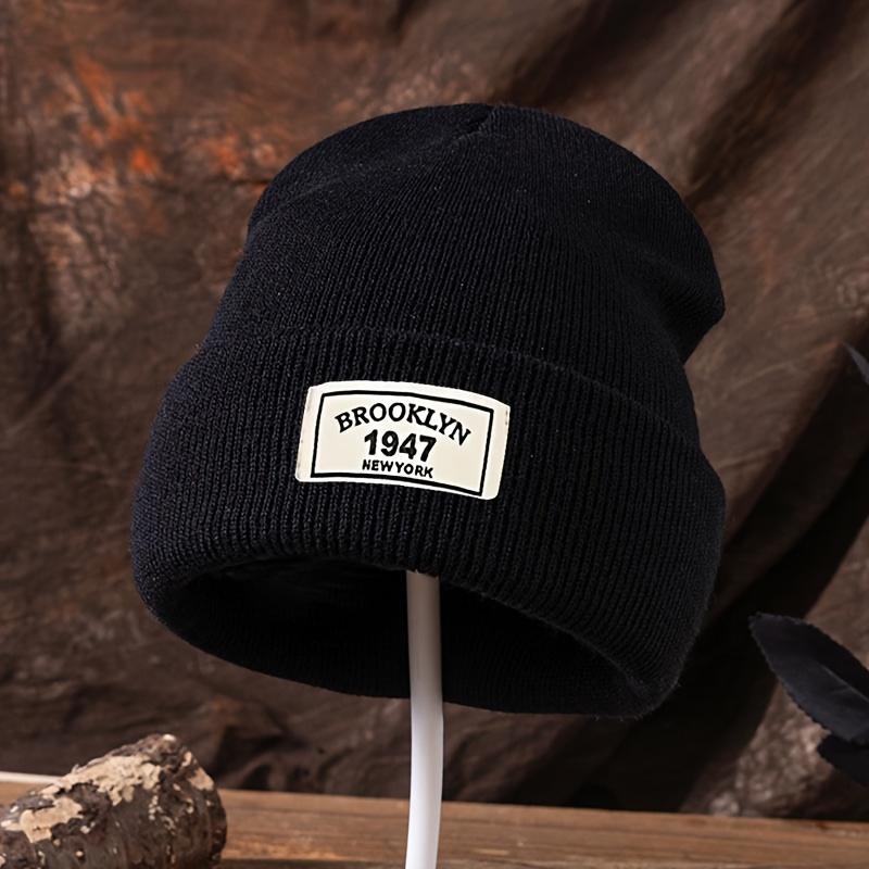 

1947 Knitted Beanie Unisex Outdoor Ski Pullover Hat Fashionable Stretchy Knit Cap Trendy чёрный