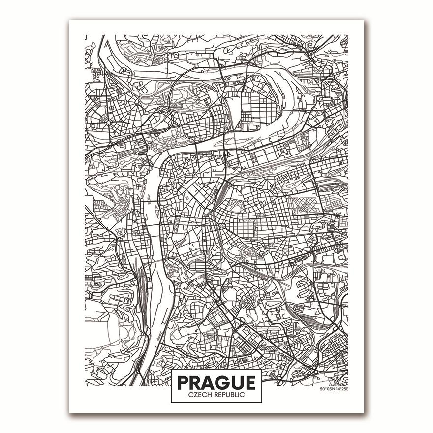 Poster con Parole Nero Bianco Mappa Città Parigi Londra New York Stampa Nordica Pittura su Tela Quadro da Parete per Soggiorno Decorazioni per la Casa