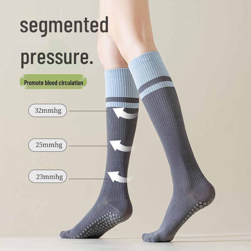 Calf Color Block Compression Socks: Non-Slip Yoga, Pilates, Cycling, Dance, and Fitness Thigh-Highs.