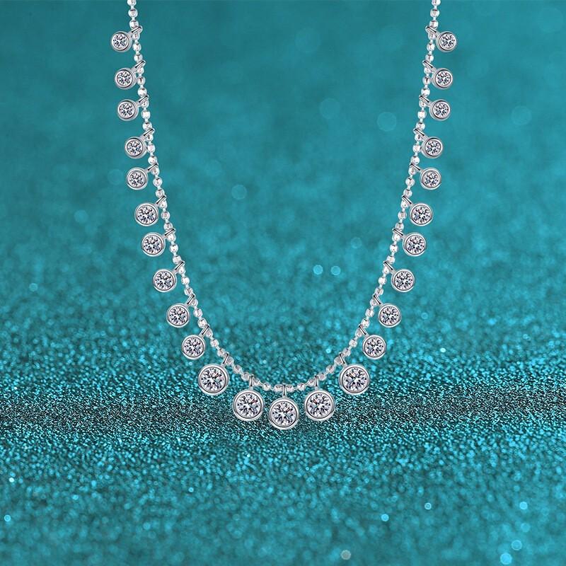 Elegant Sterling Necklace Women With Full Moissanite Wave Star Design Cross Chain Lightweight Luxury Jewelry 925 Sterling Silver
