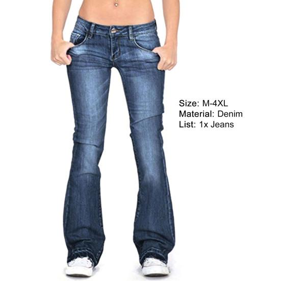 Women Jeans Elastic Slim Fit Gradient Flared Low Rise Lady Pants Daily Clothes