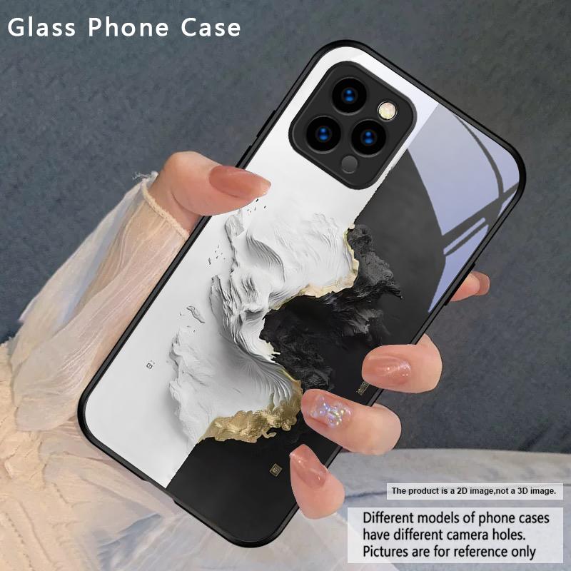 

Snow Mountain Cluster For iPhone 17 Pro Max 16 E 15 Plus 14 Pro 13 12mini 11 Air XS Max 5 6 7 8Plus SE Black Glass Phone Case iPhone 6