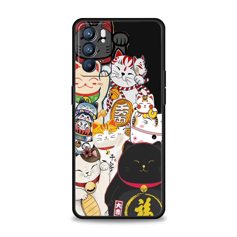 Phone Case Cover For Oppo A17 A31 A54 A57 A78 A79 Find X5 X6 Reno 7 8 10 11 12 13 F Pro Soft TPU Shell Animal Cat Tattoo Capas