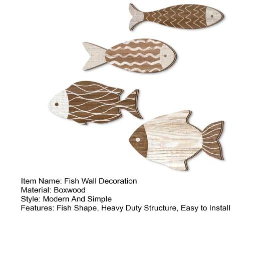 4Pcs/Set Vintage Wooden Fish Wall Decoration School of Fish Lake Beach House Bathroom Coastal Wall Art Nautical Ocean Theme Hanging Ornament