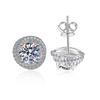 0,5 & 1 Karat Runder Schliff VVs1 Moissanit Doppel-Halo-Steckohrringe GRA-zertifiziert 925er Sterlingsilber für Damen Hochzeits Schmuck