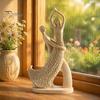 Artistic Home Accents Abstract Couple Sculpture Ornament, Resin Sandstone Style Statue, Romantic Durable Table Decor Embracing Figure for Living Room
