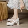 2024 New Red Maritjen Platform Waterproof Lolita High Heels Women's Chunky Wedding Shoes Single Shoes