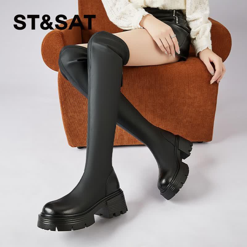 Women s Plush Lined Thick-Sole Over-the-Knee Knight Boots 34
