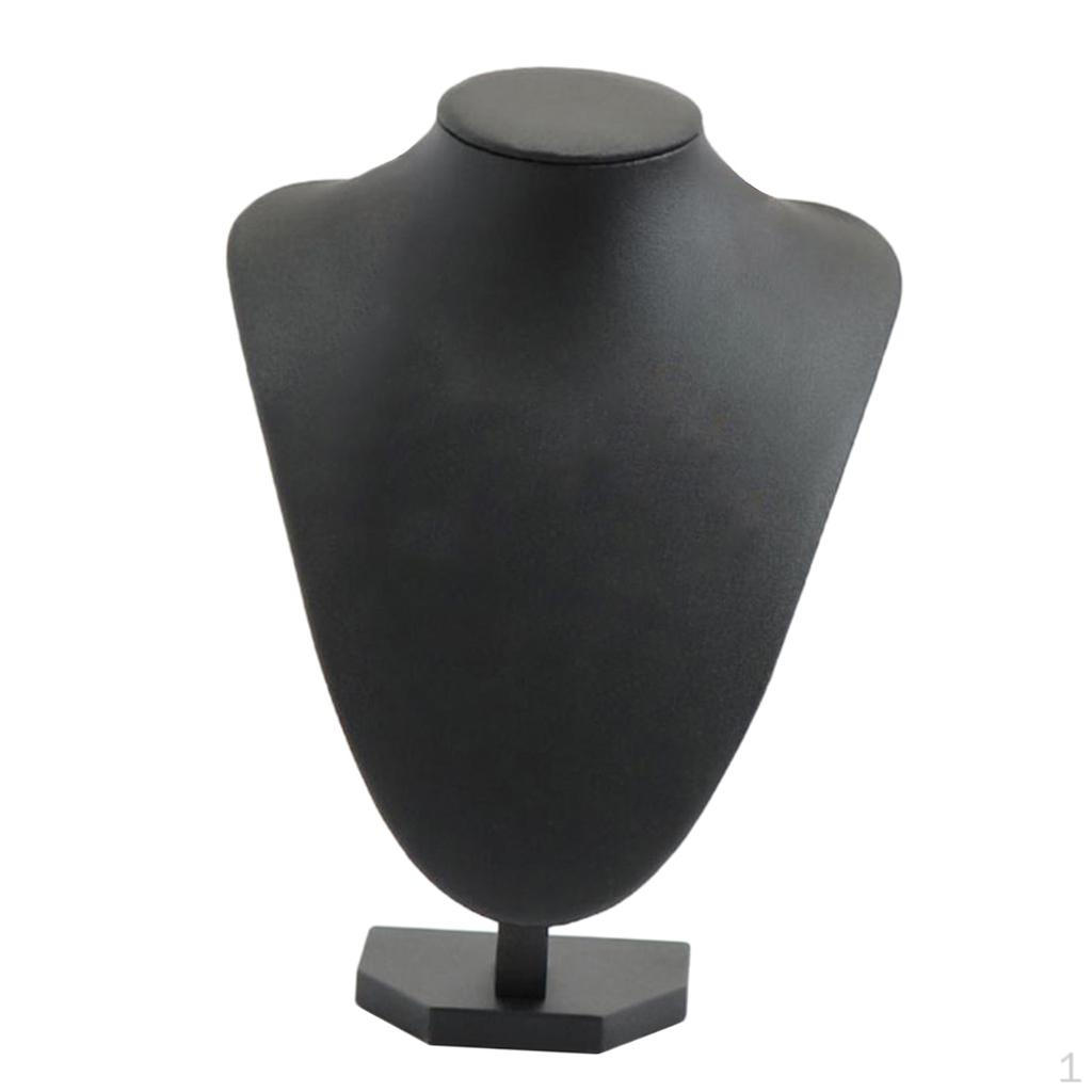 Black Leatherette Necklace Bust Jewelry Display Stand Figure Holder