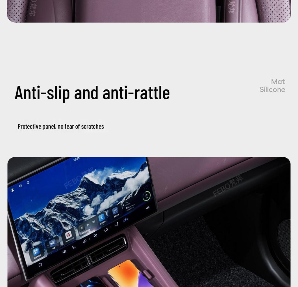 Lantu FREE+ Center Console Silicone Pad: Non-Slip, Wear-Resistant Car Cup Holder Protector for 25 Models, Eco-Friendly.