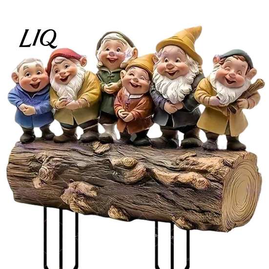 Dwarf Yard Art Six Dwarfs Garden Stake, 2D Acrylic Fairy Tale Outdoor Lawn Ornament Decoration, Waterproof Sign for Flower Bed Backyard Decor