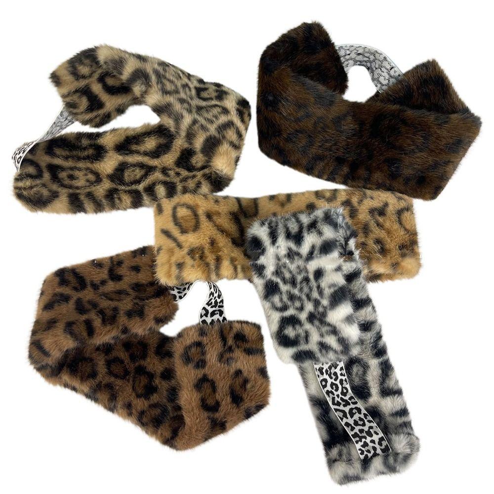 Windproof Leopard Print Hairband Ear Warm Winter Elastic Headband Fluffy Plush Headband  Sports