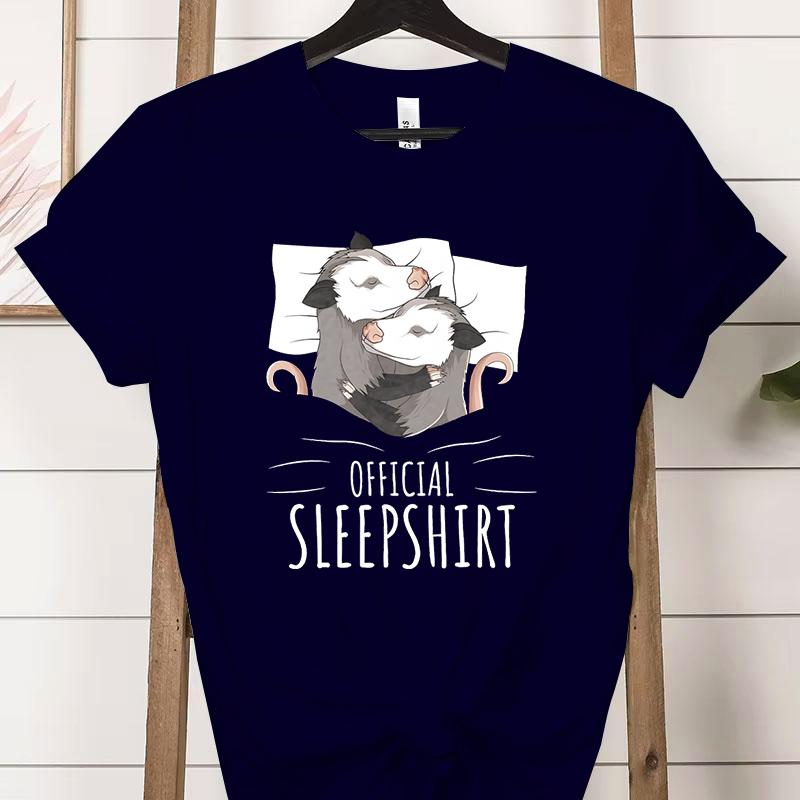 Opossum Official Sleepshirt Graphic T Shirts Women Cute Possum Lover Gift Fashion Casual Tshirt Sleeping Possum Classic Tops