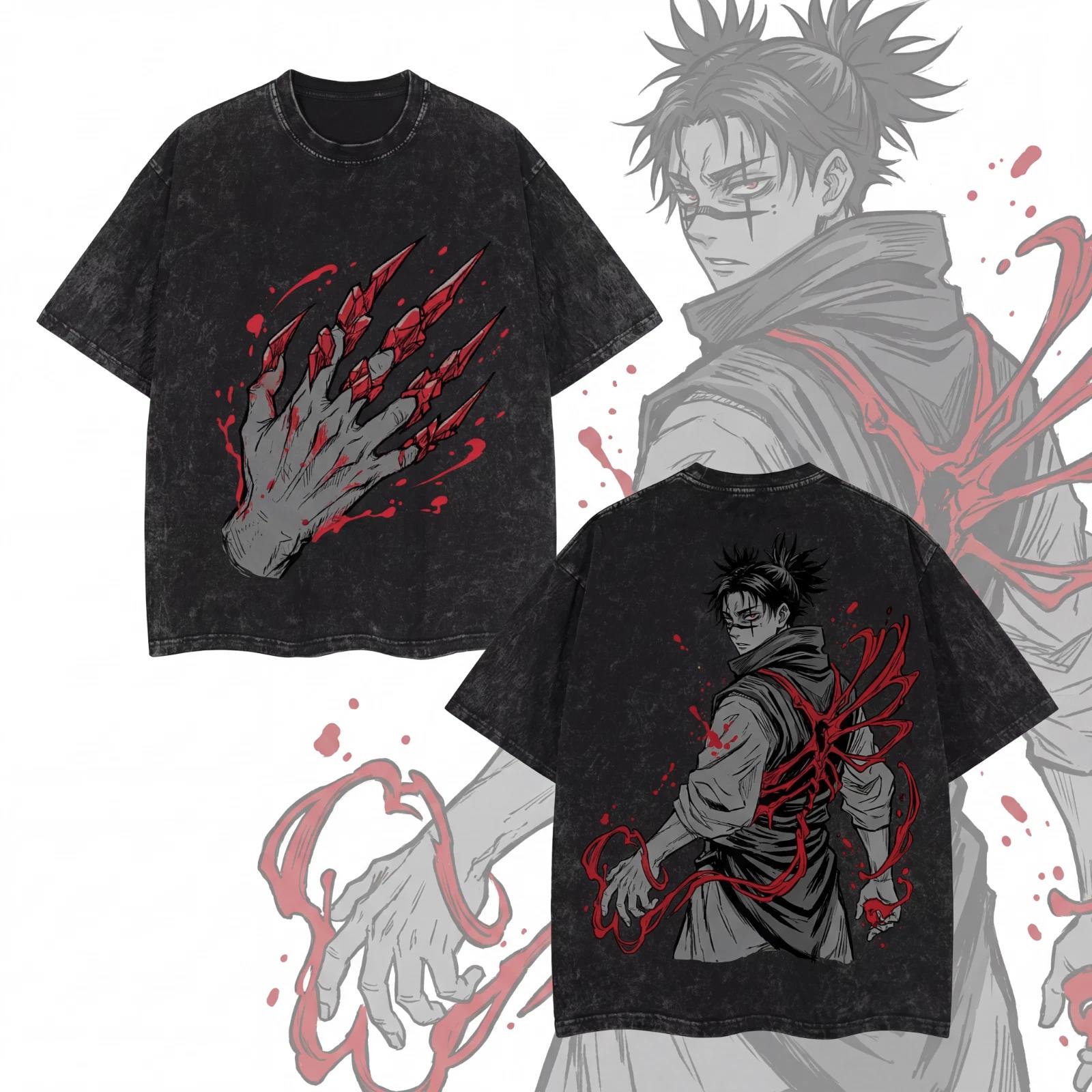 

Higuruma Hiromi Print T-shirt Jujutsu Kaisen Anime Clothing Men Short Sleeve Cotton Tshirts Vintage Washed Tee Harajuku T Shirt S