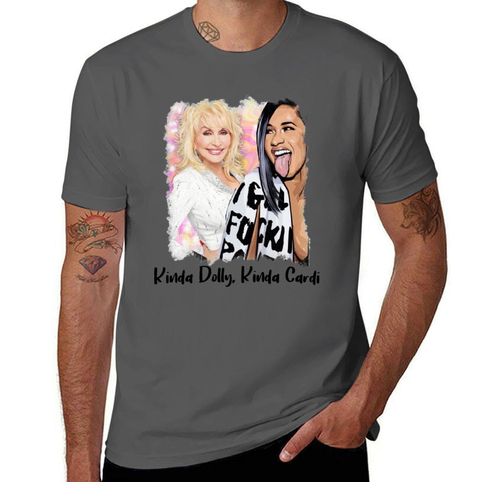 

kinda dolly kinda CARDI funny cute rap country music Dolly Parton funny Jolene feeling cute T-Shirt t shirts cotton 100% T-Shirt 4XL