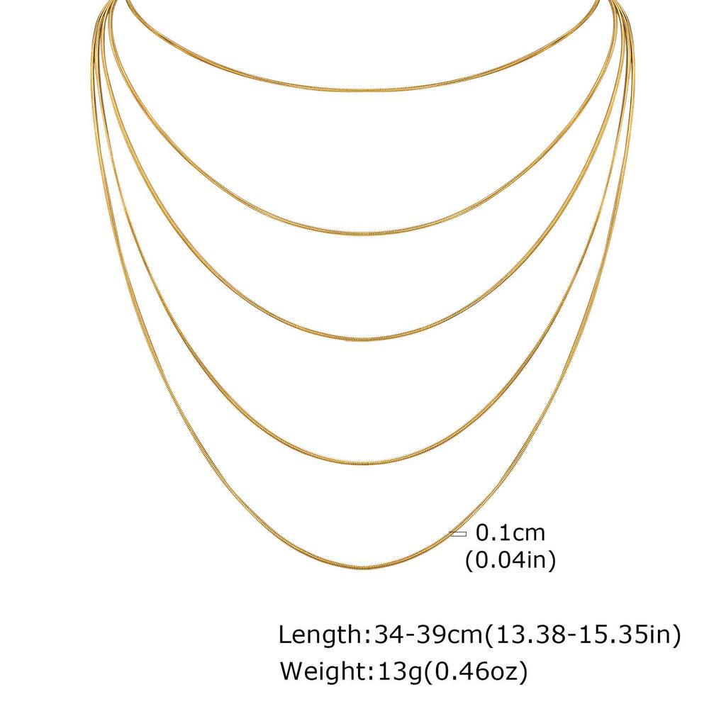 Women's European & American Multi-layer Stainless Steel Gold Necklace - Quanxi Shui NC-1865