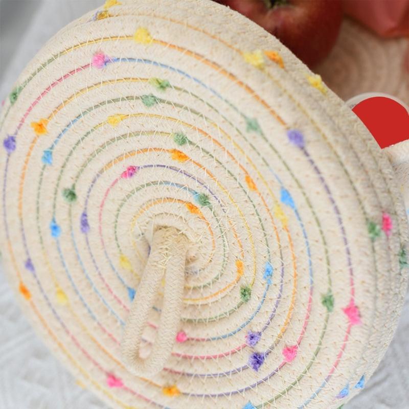 Pack of 2 Sturdy Cotton Rope Storage Baskets With Lid for Organizing Rope Keys and Toy In Elegant Color Designs