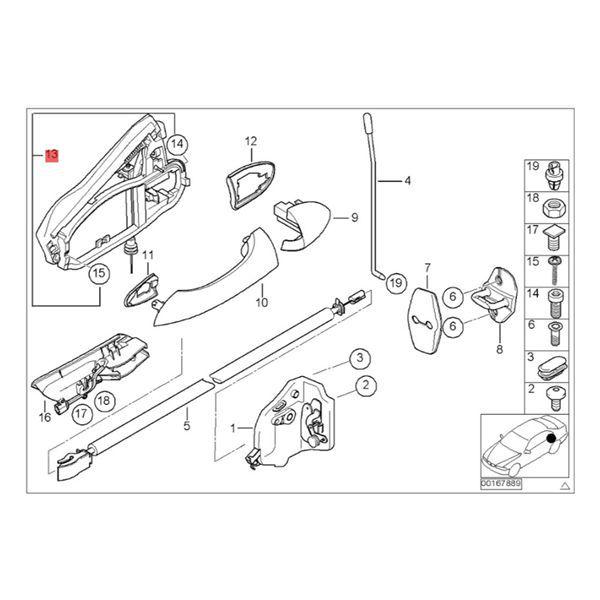 Para wsporników klamki drzwi do BMW X5 SUV E53 (51228243635, 51228243636)